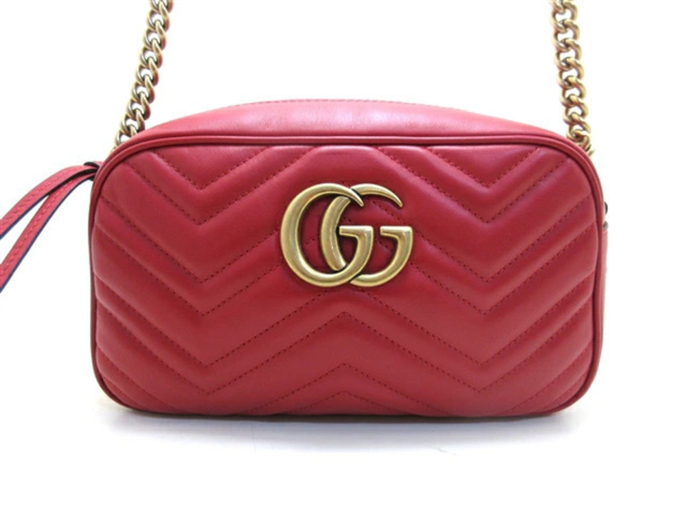 Gucci GG Marmont Hobo Bag Calfskin Red